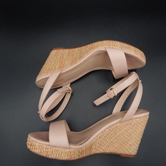 Aldo Legiwien-55 Nude Pink Espadrille Basketweave Wedge Ankle Strap Sz 8-1/2 - Picture 6 of 12